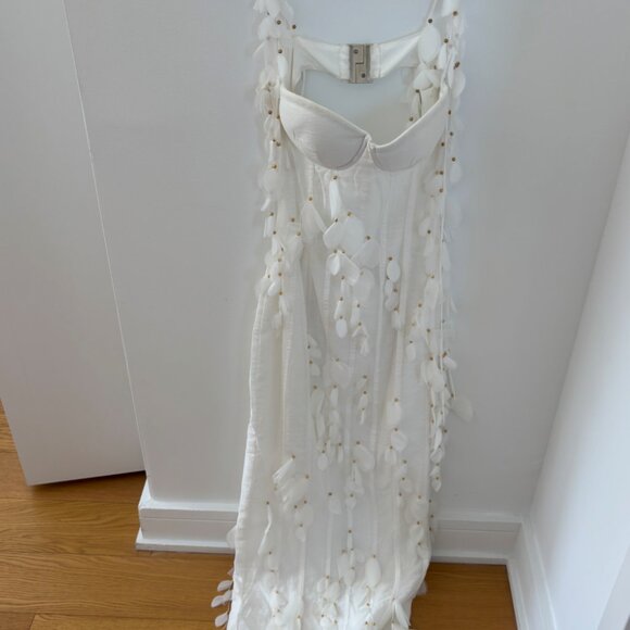 Heiress Boutique White Corset Petal Linen Maxi Dress - Picture 3 of 5